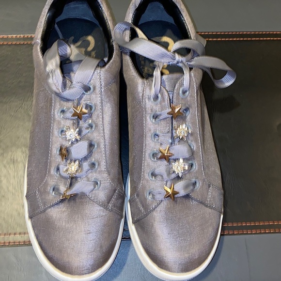 Sam Edelman Shoes - EUC Sam Edelman Embellished Grey Satin Sneakers 8